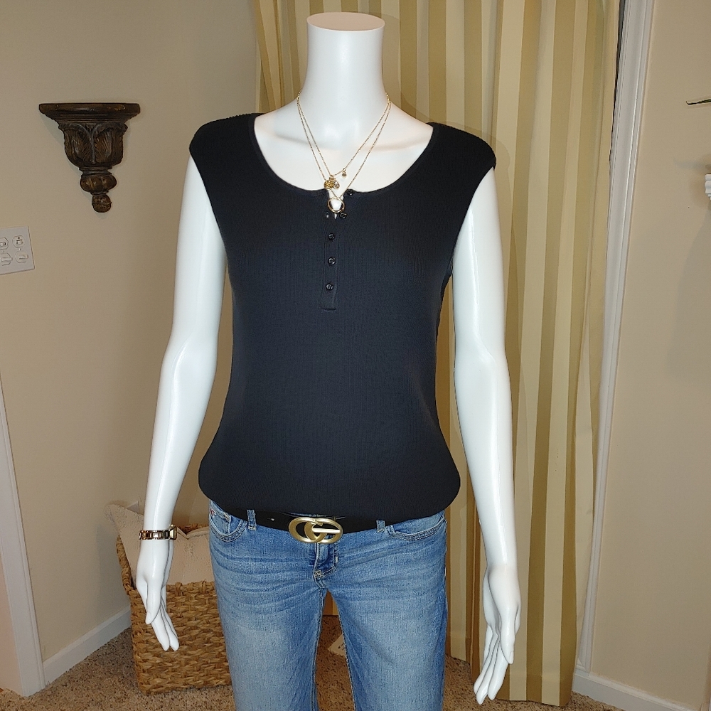 Rafaella Black Ribbed Top